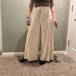 Easel | Women's Cream Wide-Leg Pants
